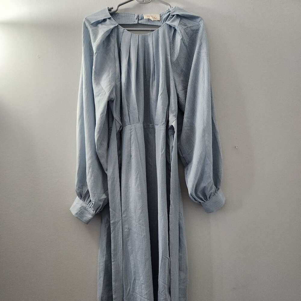 Listicle - Light Blue Long Sleeve Midi – Cottagecore Academia, Size M